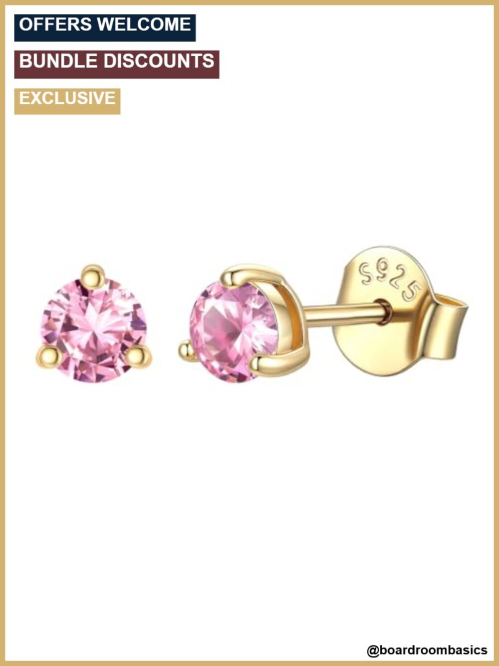 925 Sterling Silver Birthstone Stud Earrings Hypoallergenic 3-Prong